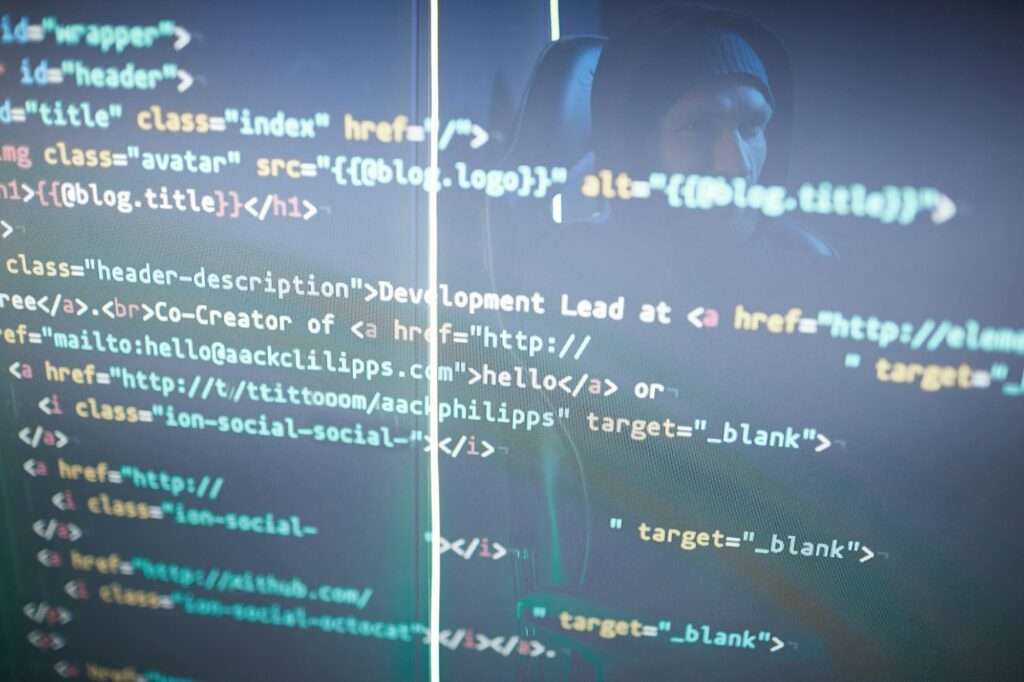 Computer symbols on monitor